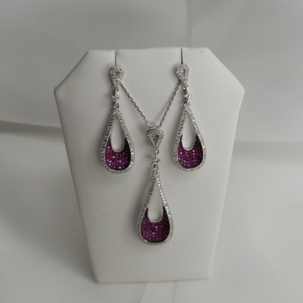 STERLING SILVER (925)RHINESTONE  NECKLACE SET